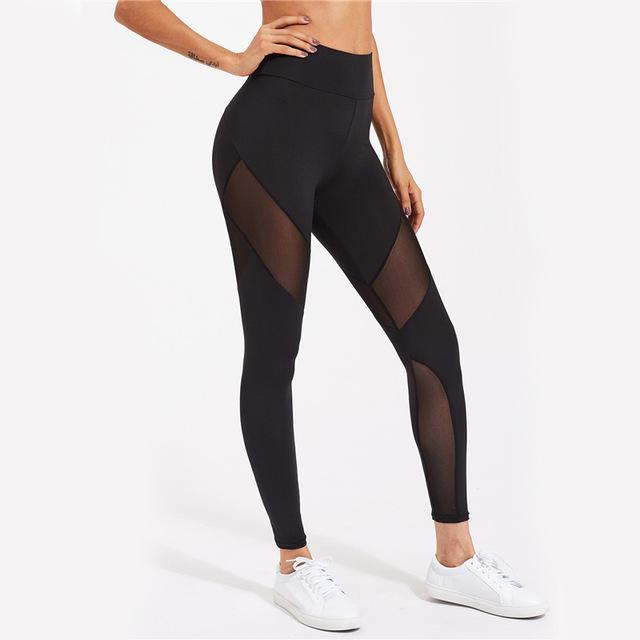 Mesh Panel Zip Detail Women's Leggings