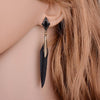 Alloy Leaf Black Feather Earrings