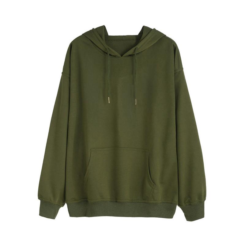 Army Green Drawstring Pocket Hooded Sweatshirt