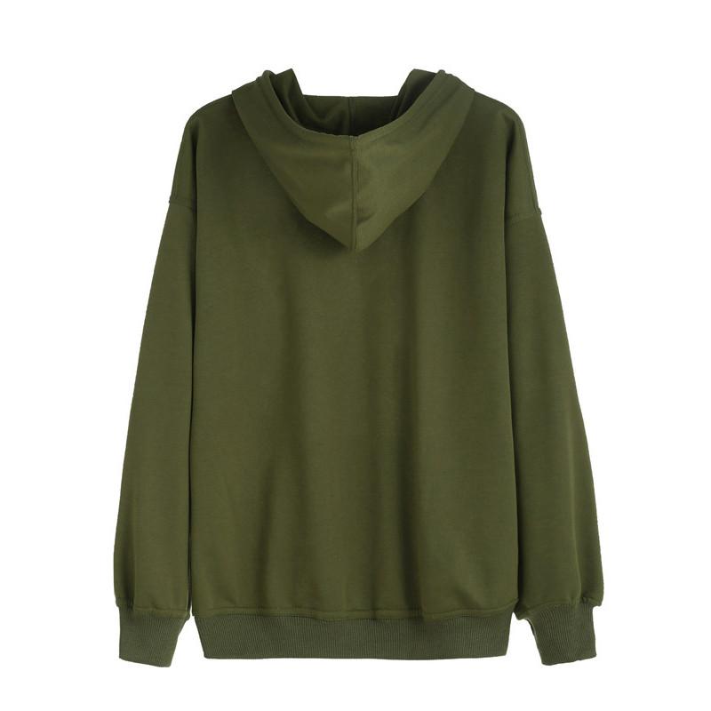 Army Green Drawstring Pocket Hooded Sweatshirt