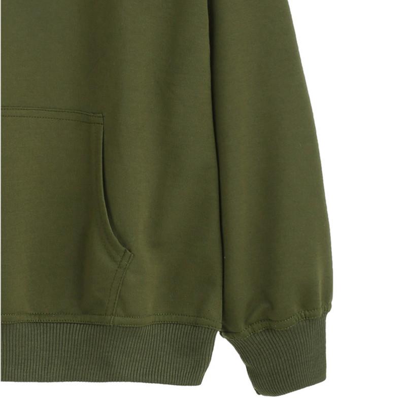 Army Green Drawstring Pocket Hooded Sweatshirt