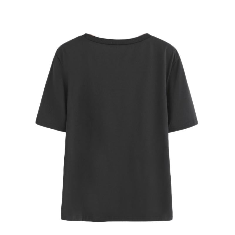 Skull Pattern Round Neck Short Sleeve Ripped T-shirt