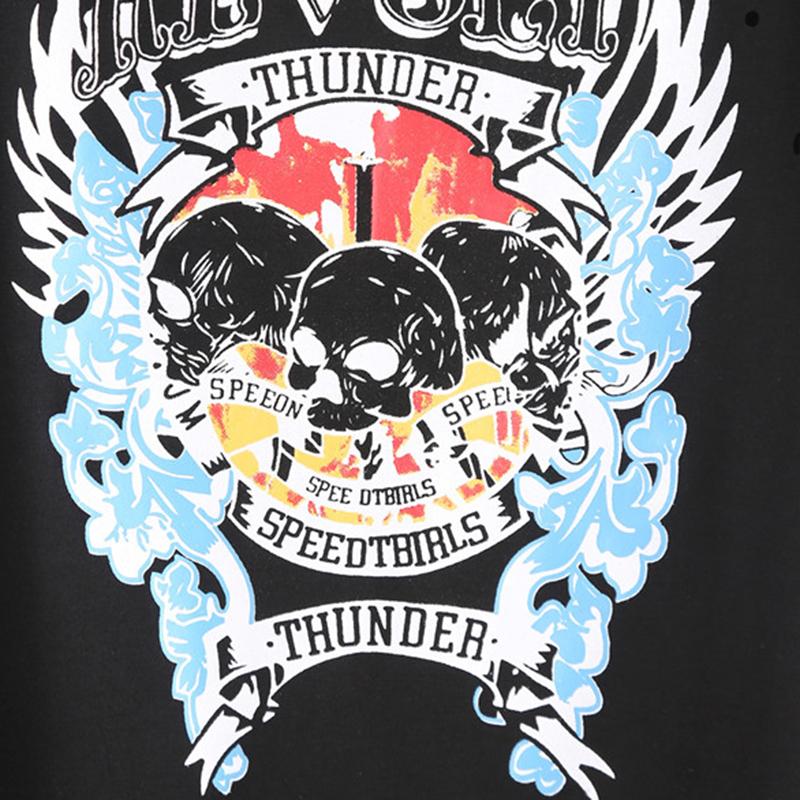 Skull Pattern Round Neck Short Sleeve Ripped T-shirt