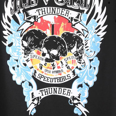 Skull Pattern Round Neck Short Sleeve Ripped T-shirt