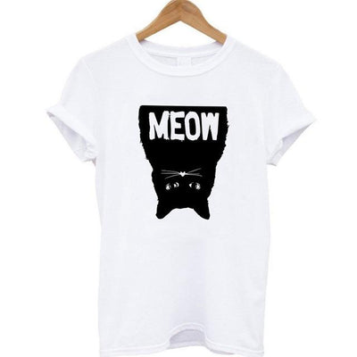 Meow Print Women Cat T-Shirt