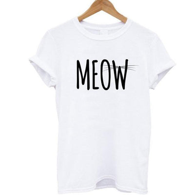 Meow Print Women Cat T-Shirt