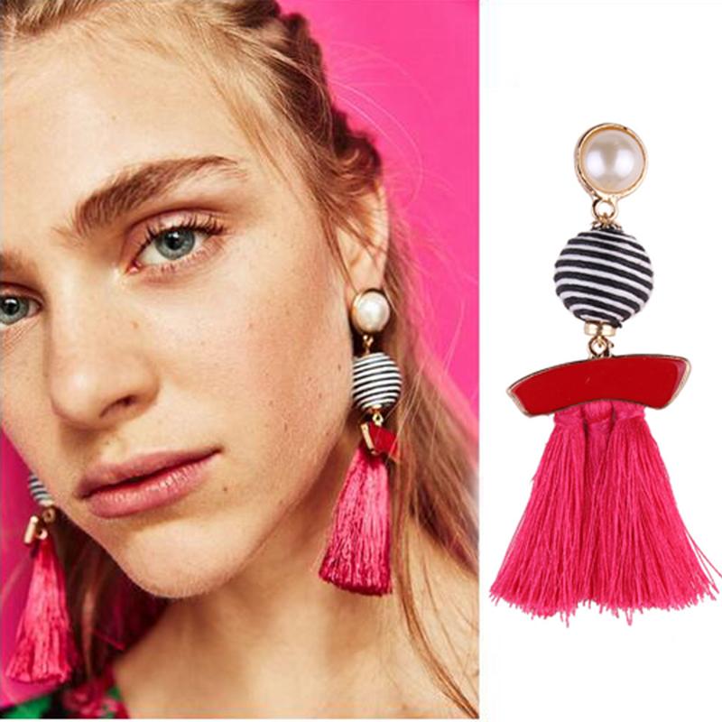 Fringe Drop Statement Earrings