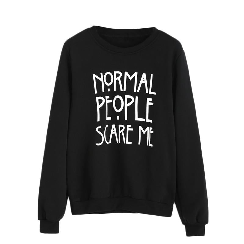 Dotfashion Black Letter Print Pullovers Loose Sweatshirt
