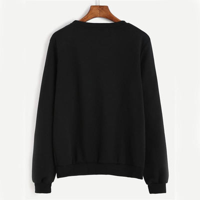 Dotfashion Black Letter Print Pullovers Loose Sweatshirt