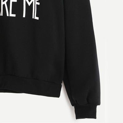 Dotfashion Black Letter Print Pullovers Loose Sweatshirt