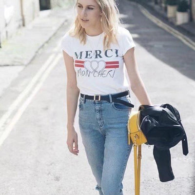 Letter Printing Cotton O-neck Women Tops