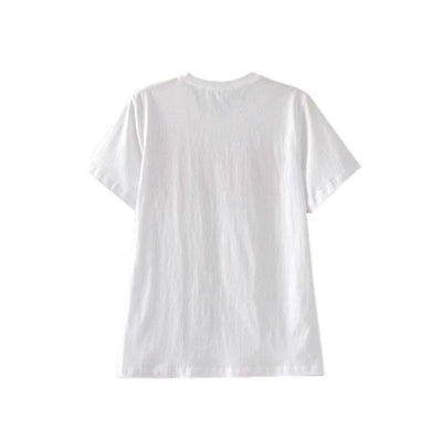 Letter Printing Cotton O-neck Women Tops