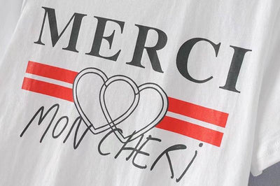 Letter Printing Cotton O-neck Women Tops