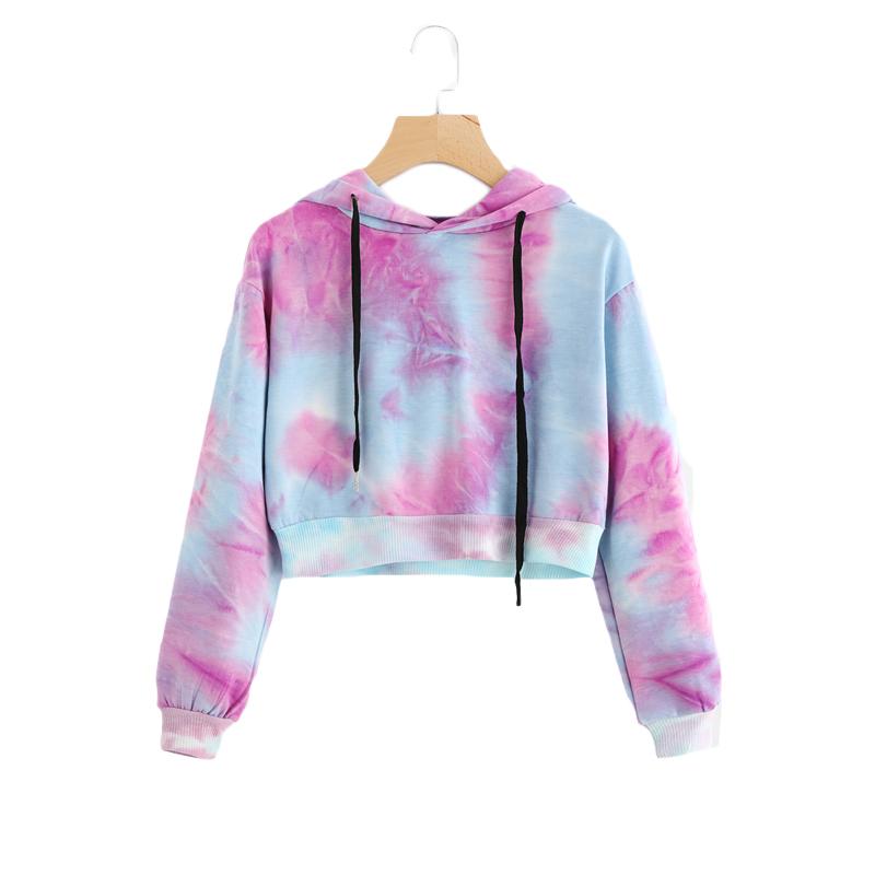 Multicolor Long Sleeve Casual Women Drawstring Hoodie