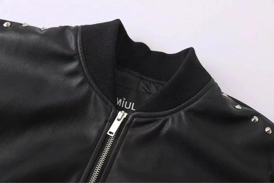 Punk Style Rivet Decoration Floral Embroidery Jacket