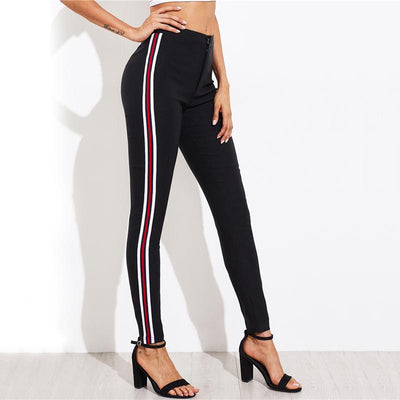 Ladies Side Striped Skinny Pants