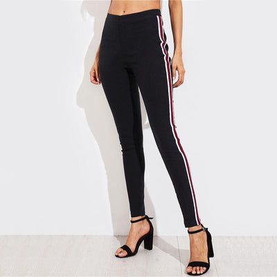 Ladies Side Striped Skinny Pants