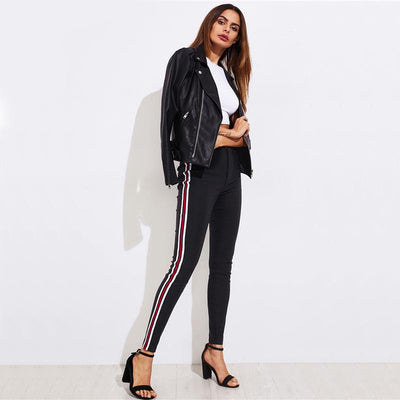 Ladies Side Striped Skinny Pants