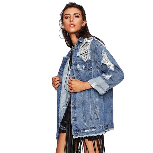 Destroyed Boyfriend Denim Jacket