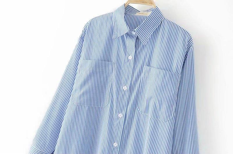 Pure Cotton Striped Long Shirt For Women