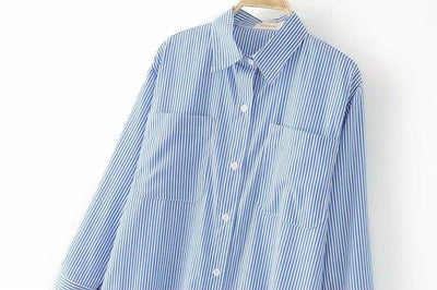 Pure Cotton Striped Long Shirt For Women