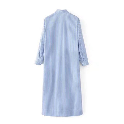 Pure Cotton Striped Long Shirt For Women