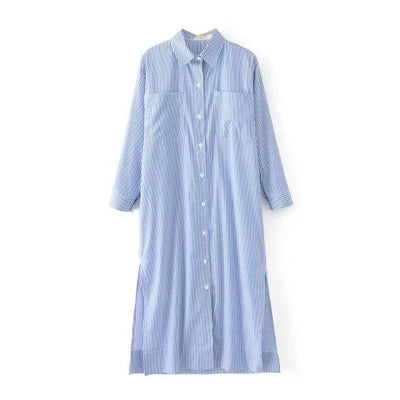 Pure Cotton Striped Long Shirt For Women