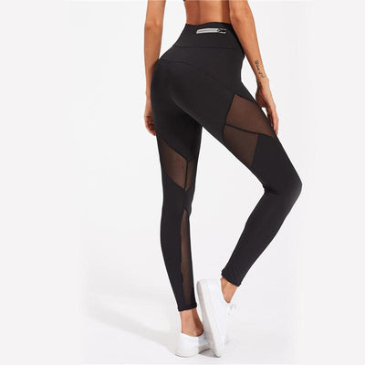 Mesh Panel Zip Detail Women's Leggings