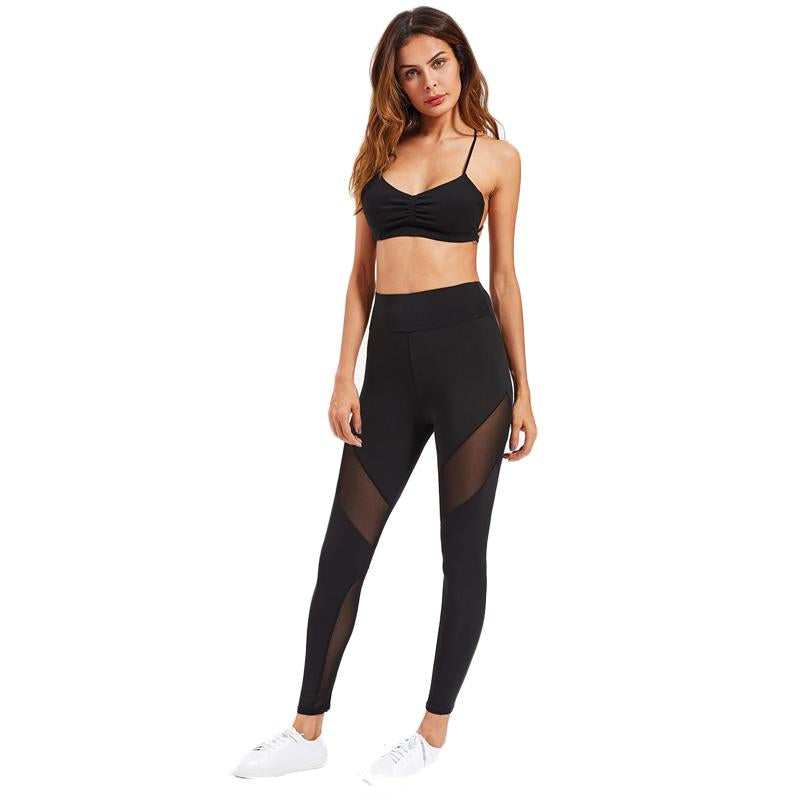 Mesh Panel Zip Detail Women's Leggings