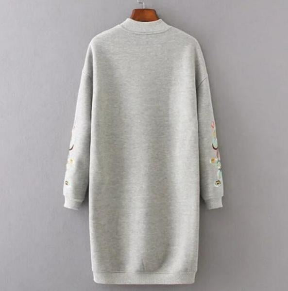 Women Long Floral Moleton Pullover Sweatshirt