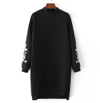 Women Long Floral Moleton Pullover Sweatshirt
