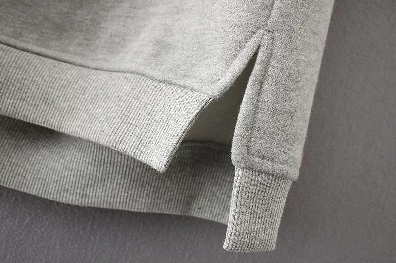 Women Long Floral Moleton Pullover Sweatshirt