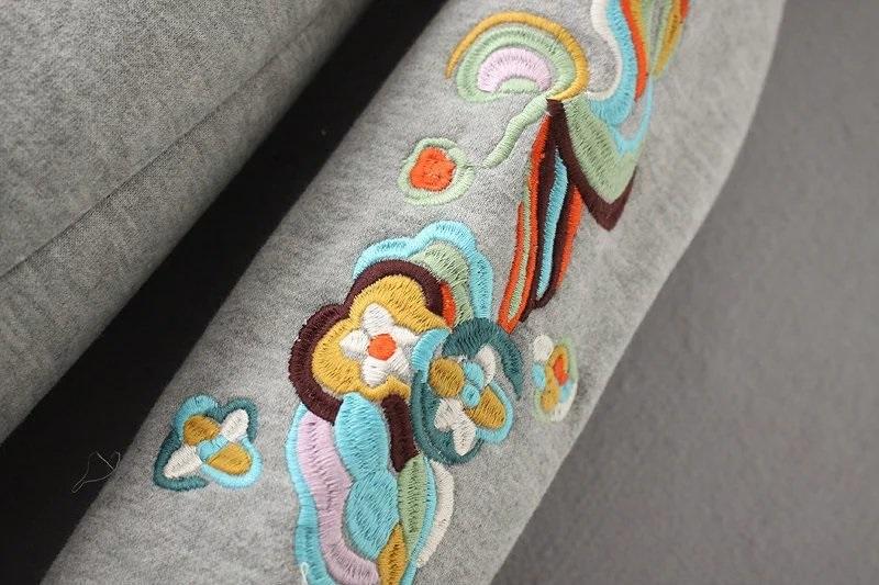 Women Long Floral Moleton Pullover Sweatshirt