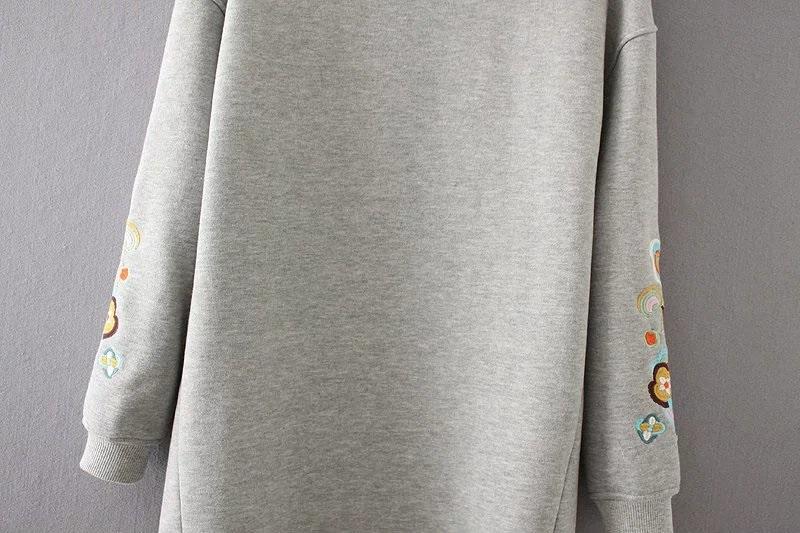 Women Long Floral Moleton Pullover Sweatshirt