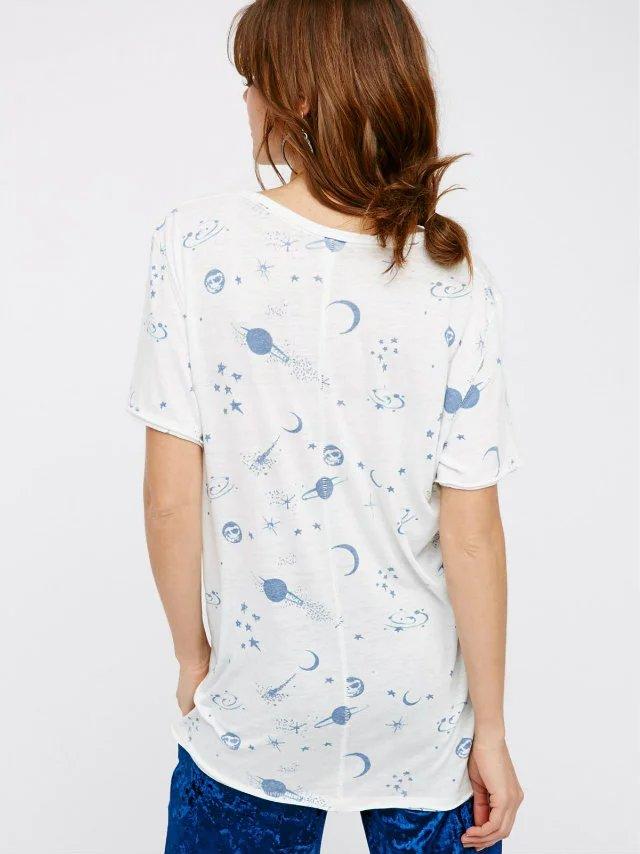 The Universe Of Stars Printing T-shirt Women