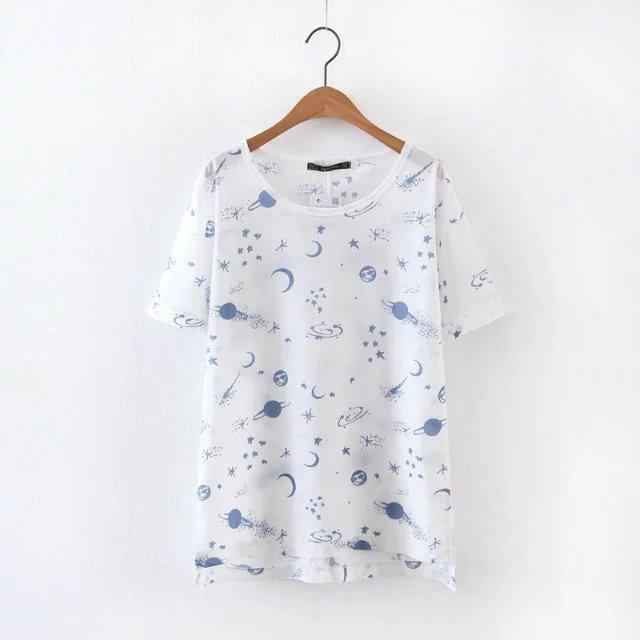 The Universe Of Stars Printing T-shirt Women