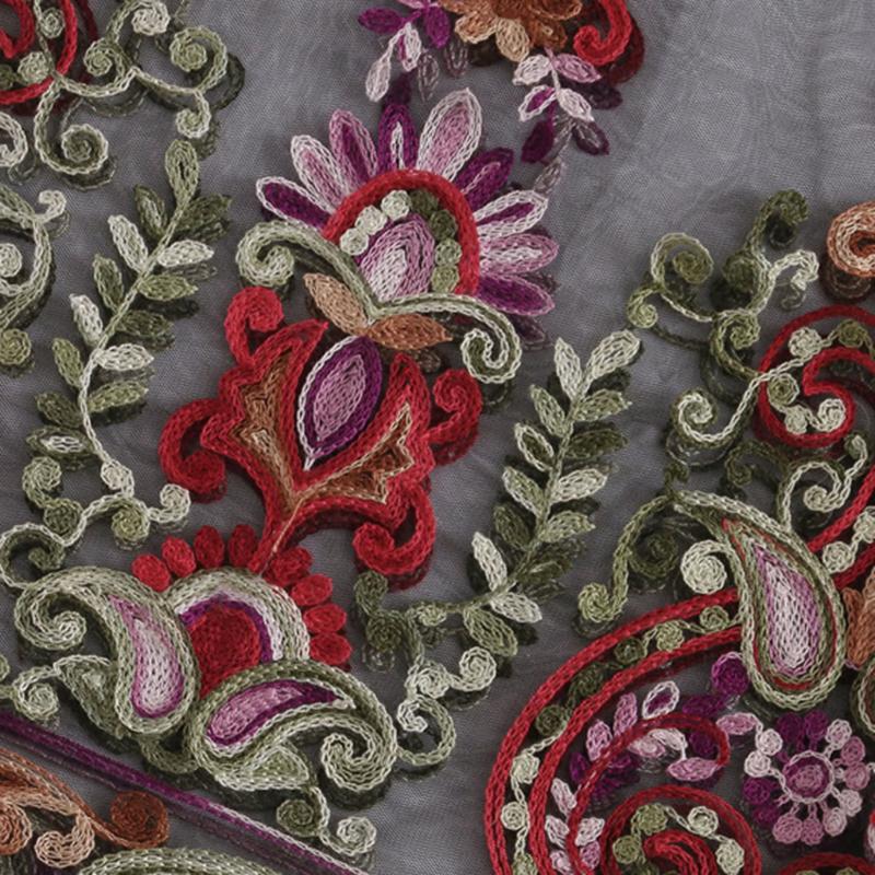 Flower Embroidery Short Sleeve Mesh Blouse
