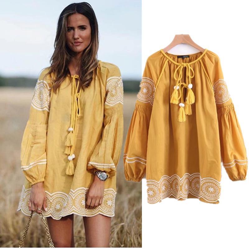 Vintage Bohemian Style Embroidery Casual Dress