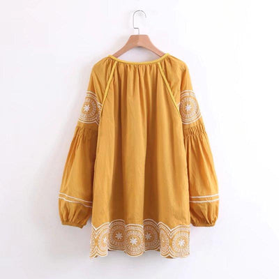 Vintage Bohemian Style Embroidery Casual Dress