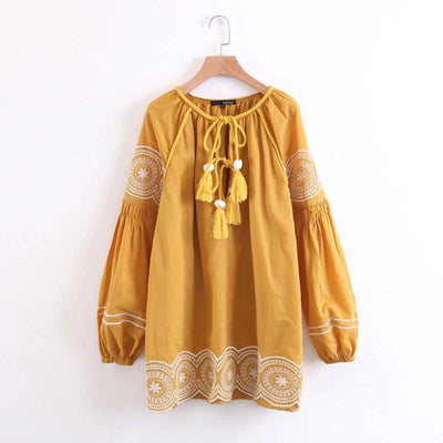 Vintage Bohemian Style Embroidery Casual Dress