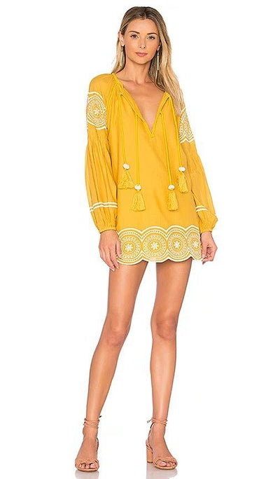 Vintage Bohemian Style Embroidery Casual Dress