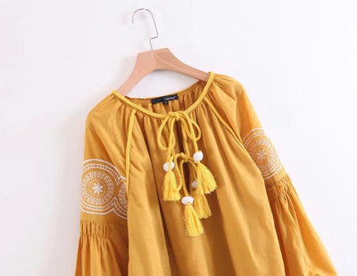 Vintage Bohemian Style Embroidery Casual Dress
