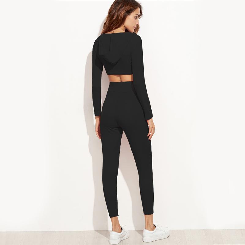 Drawstring Scoop Neck Long Sleeve Sweatpants