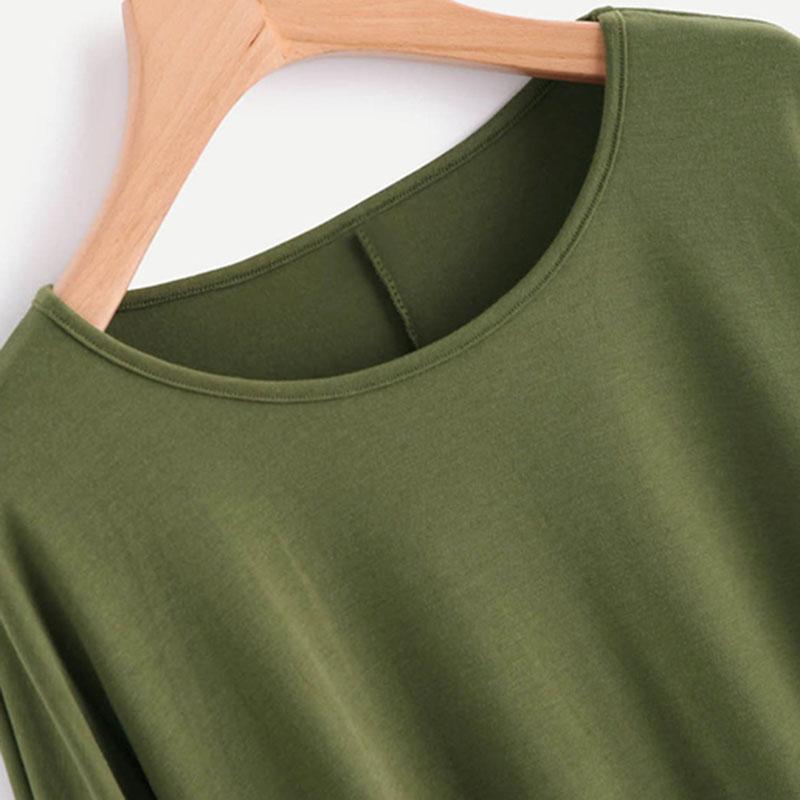 Oversized Batwing Green Round Neck Pullovers Sweatshirt