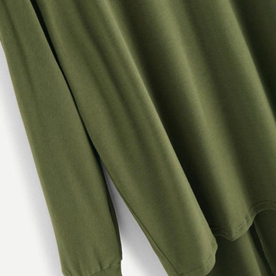 Oversized Batwing Green Round Neck Pullovers Sweatshirt
