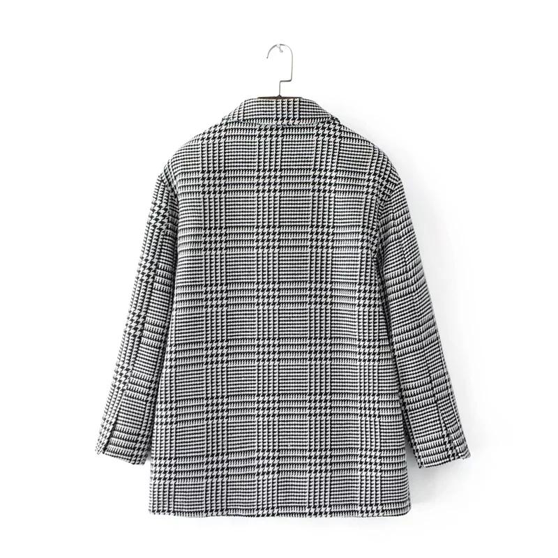 Vintage Plaid Houndstooth Double Breasted Blazers