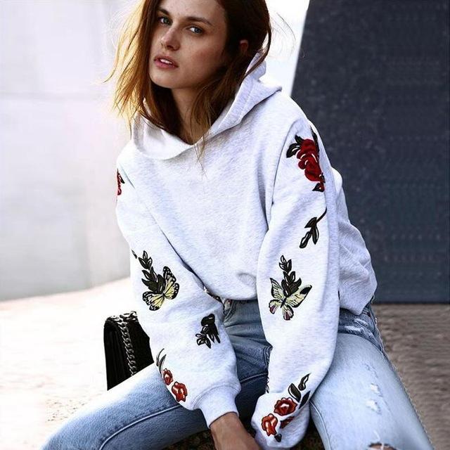 Floral Print Women Hoodies Sweatshirt