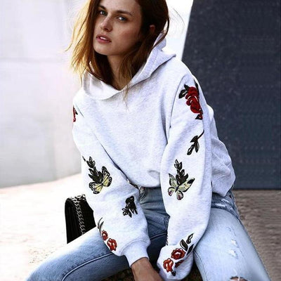 Floral Print Women Hoodies Sweatshirt