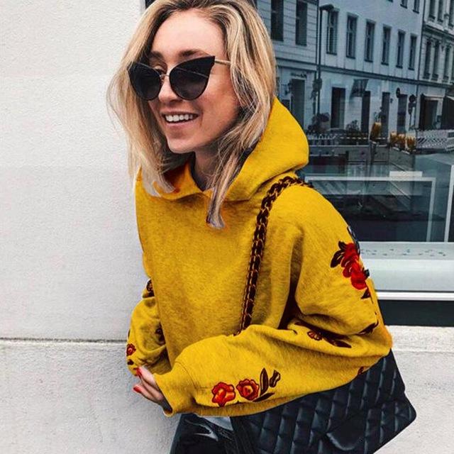 Floral Print Women Hoodies Sweatshirt