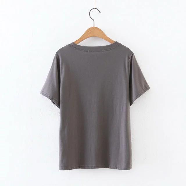 Cartoon Character Print Pure Cottong O-neck T-shirt